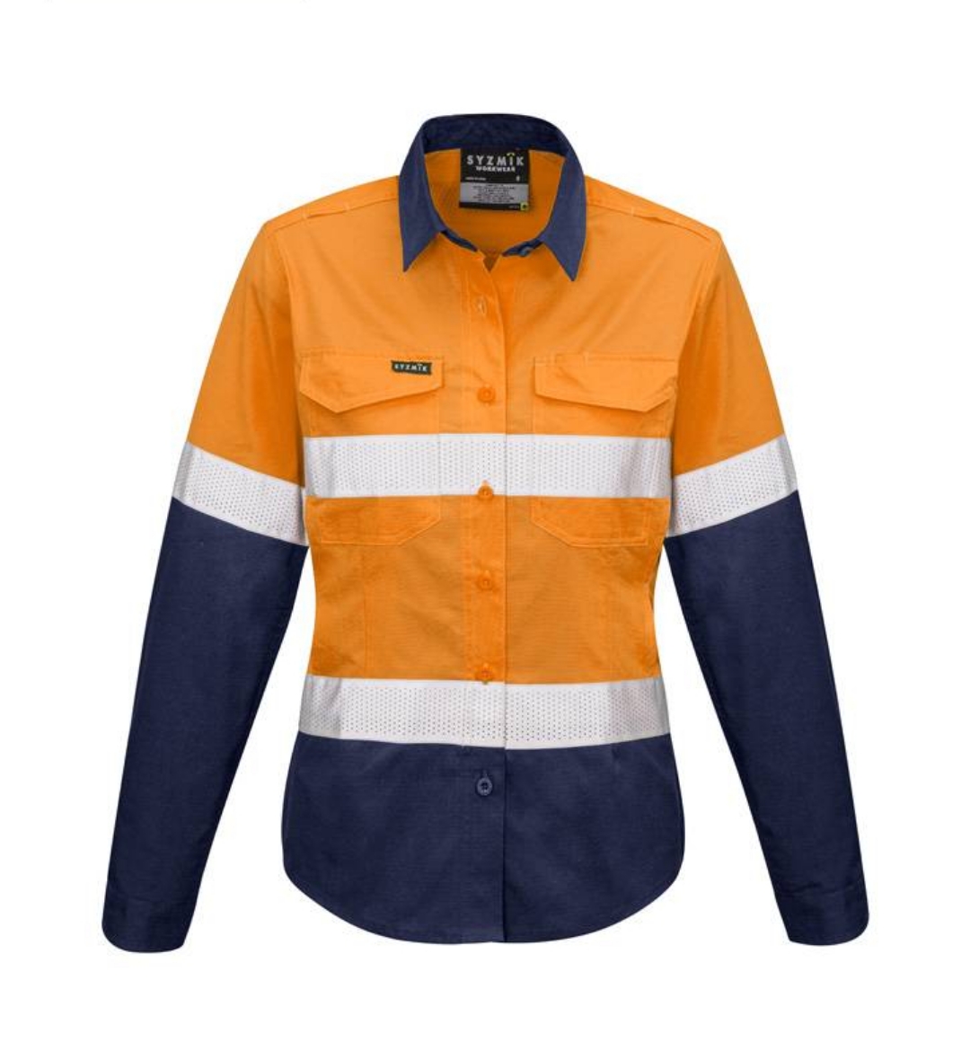 Picture of Syzmik, Womens Rugged Cooling Taped Hi Vis Spliced L/S Shirt